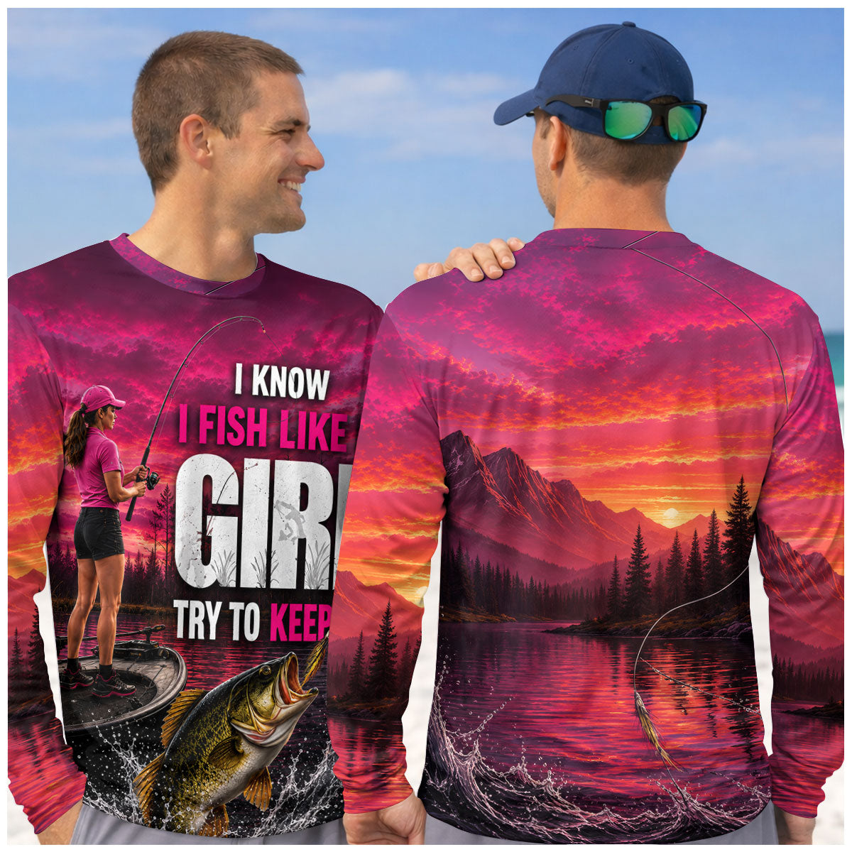 Women's Bass Fishing Shirt I Know I Fish Like A Girl, Fishing Shirts For Men, Long Sleeve Fishing Shirt
