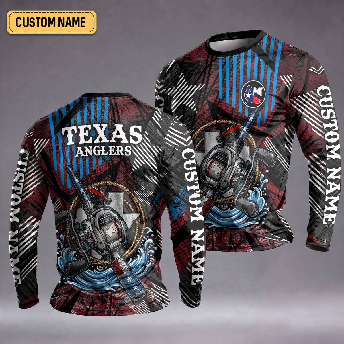 Texas Anglers Rod Reel Custom UPF Shirt, Performance Fishing Shirt, Mens Fishing Tee