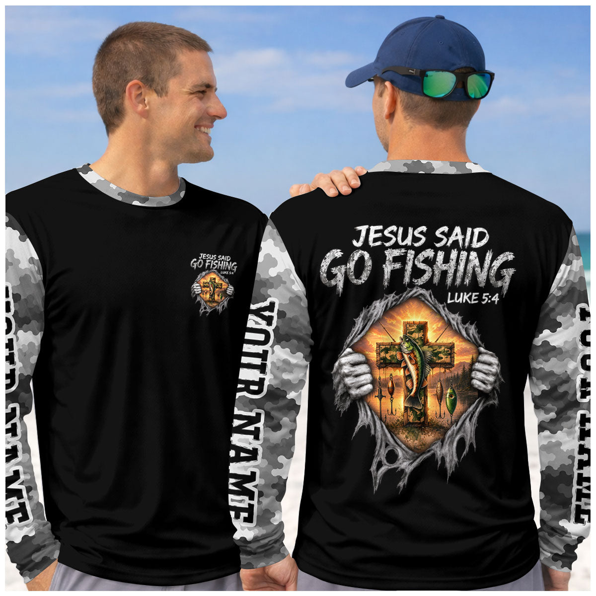 Jesus Said Go Fishing UPF Shirt, Fishing Shirts For Men, Mens Fishing Shirts