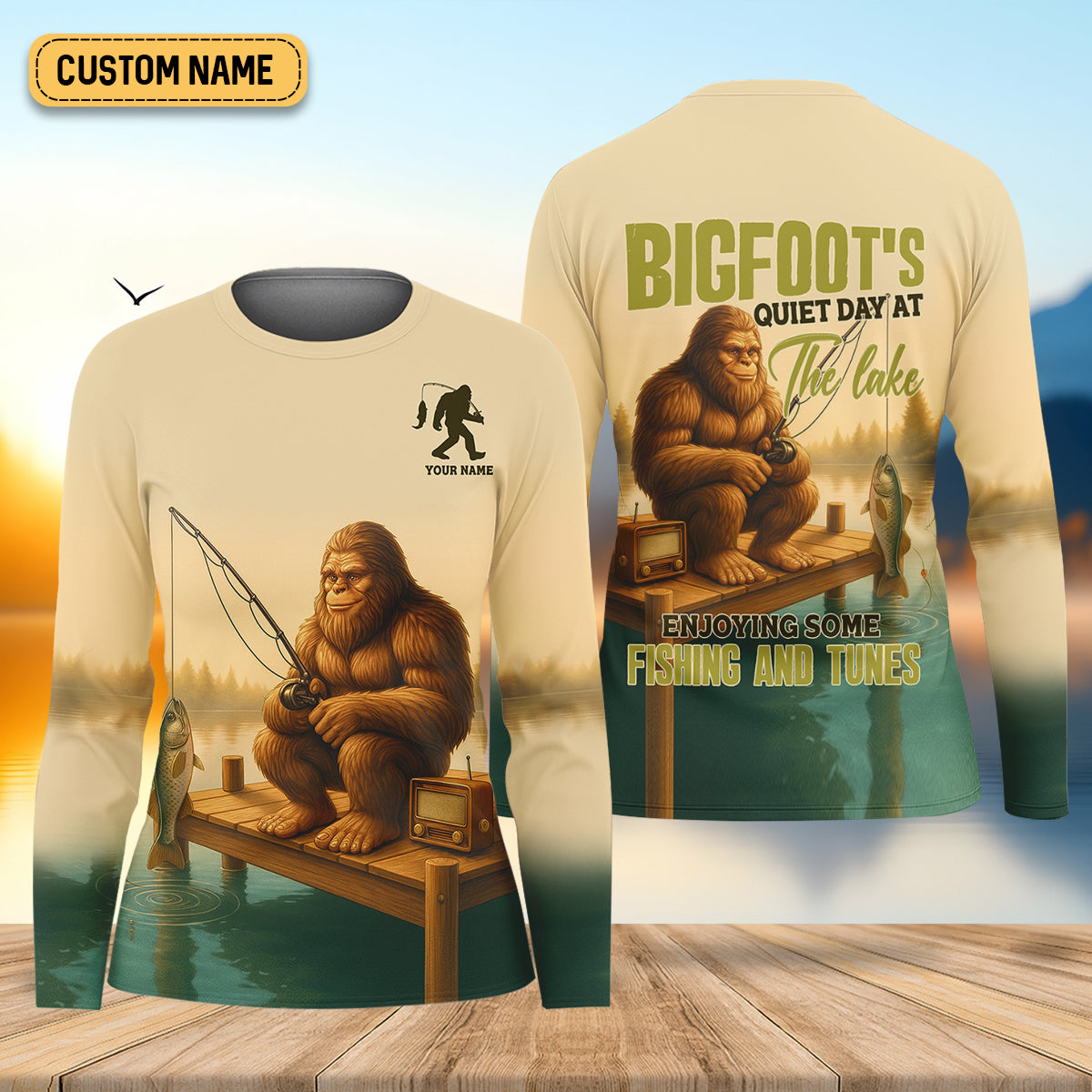 Bigfoot's Quiet Day At The Lake Fishing UPF Shirts, Funny Fishing Shirt, Women Fishing Shirt