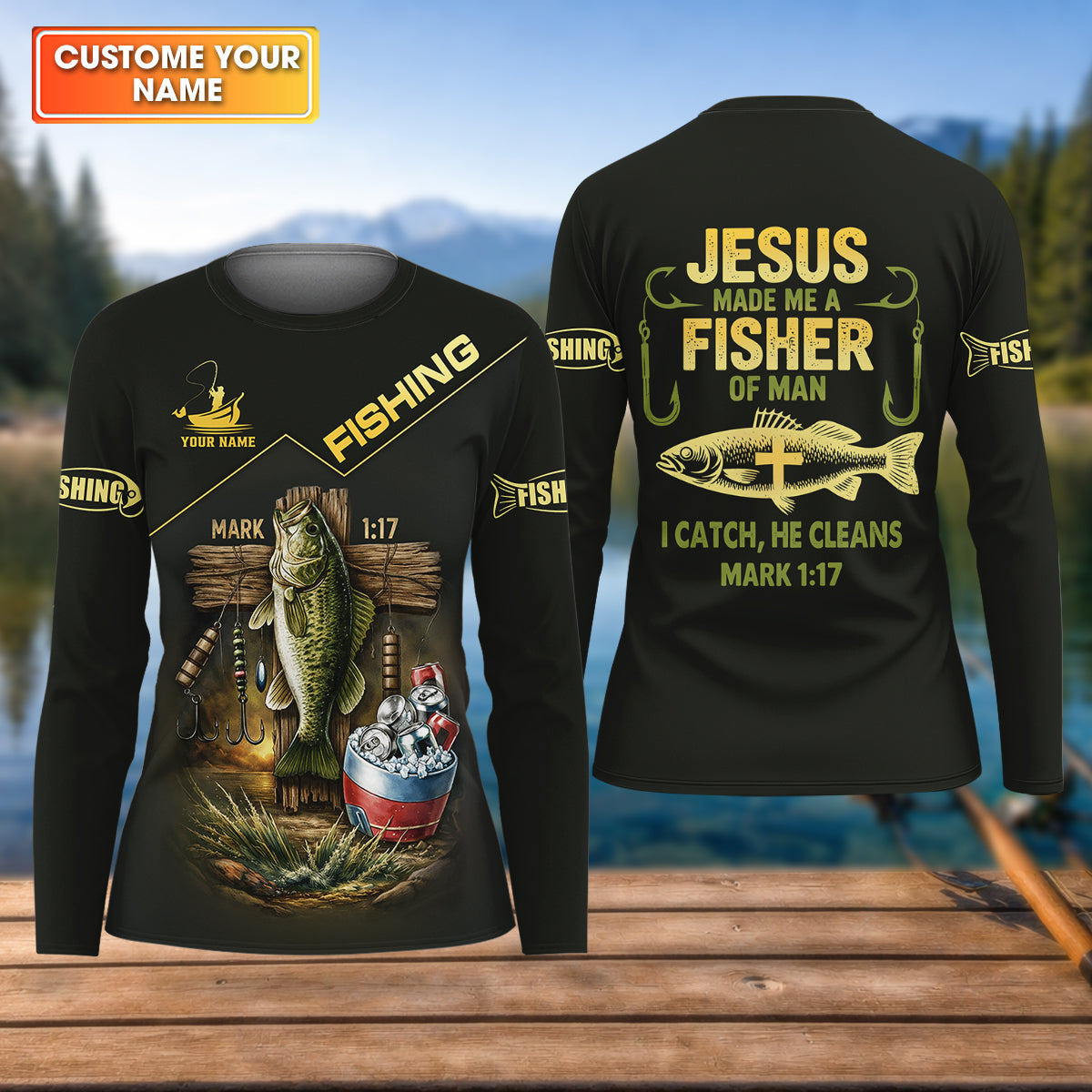 Jesus Made Me A Fisher Of Man Personalized Fishing Shirt For Women, Long Sleeve Fishing Shirt, Gift For Her