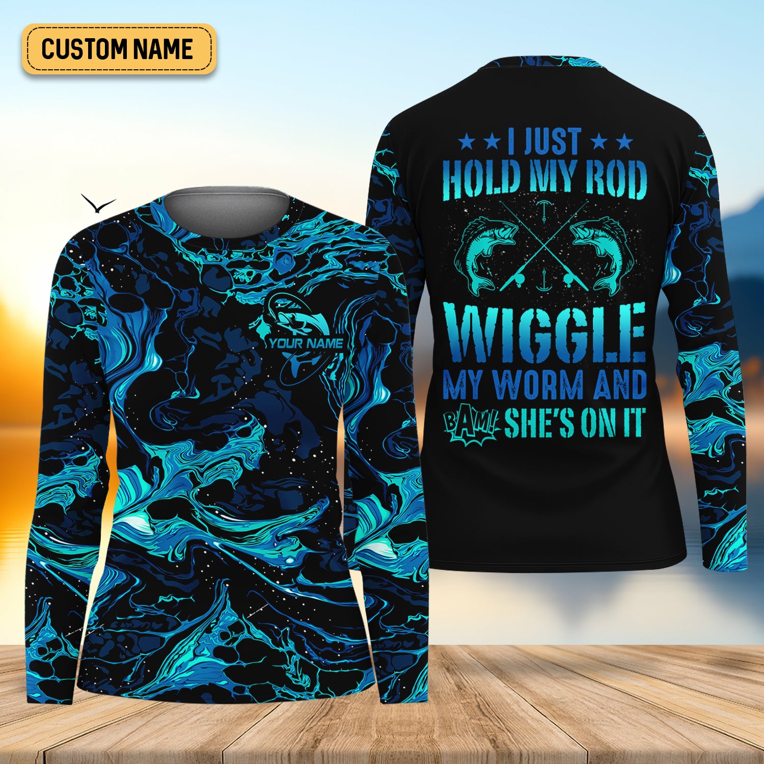 Fishing UPF Shirts, I Just Hold My Rod Wiggle My Worm, Women Fishing Shirt, SPF Long Sleeve Shirts Womens