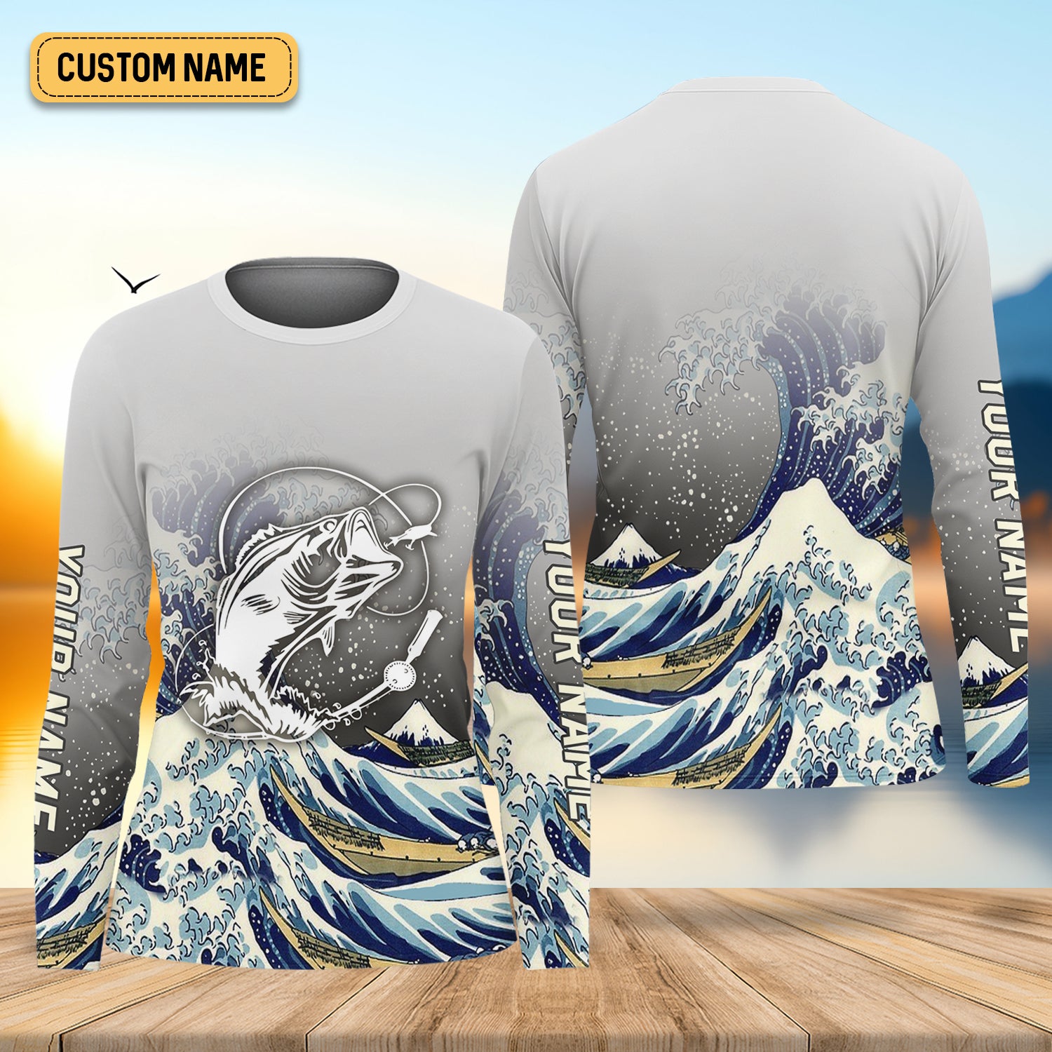 Great Wave Bass Fishing Long Sleeve, Women Fishing Shirt, SPF Long Sleeve Shirts Womens