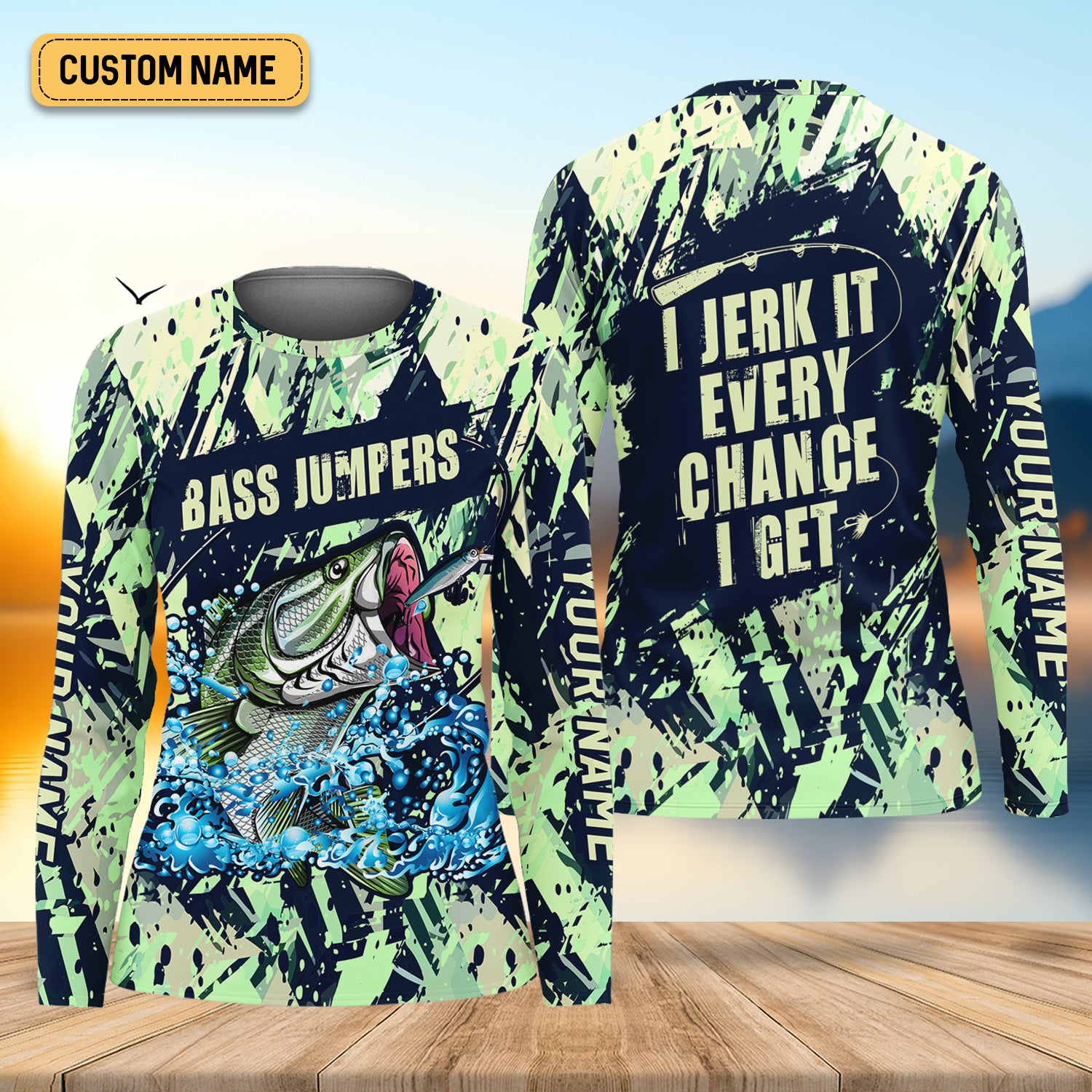 Bass Jumpers Fishing Shirts, I Jerk It Every Chance I Get, SPF Long Sleeve Shirts Womens, Female Fishing Shirts