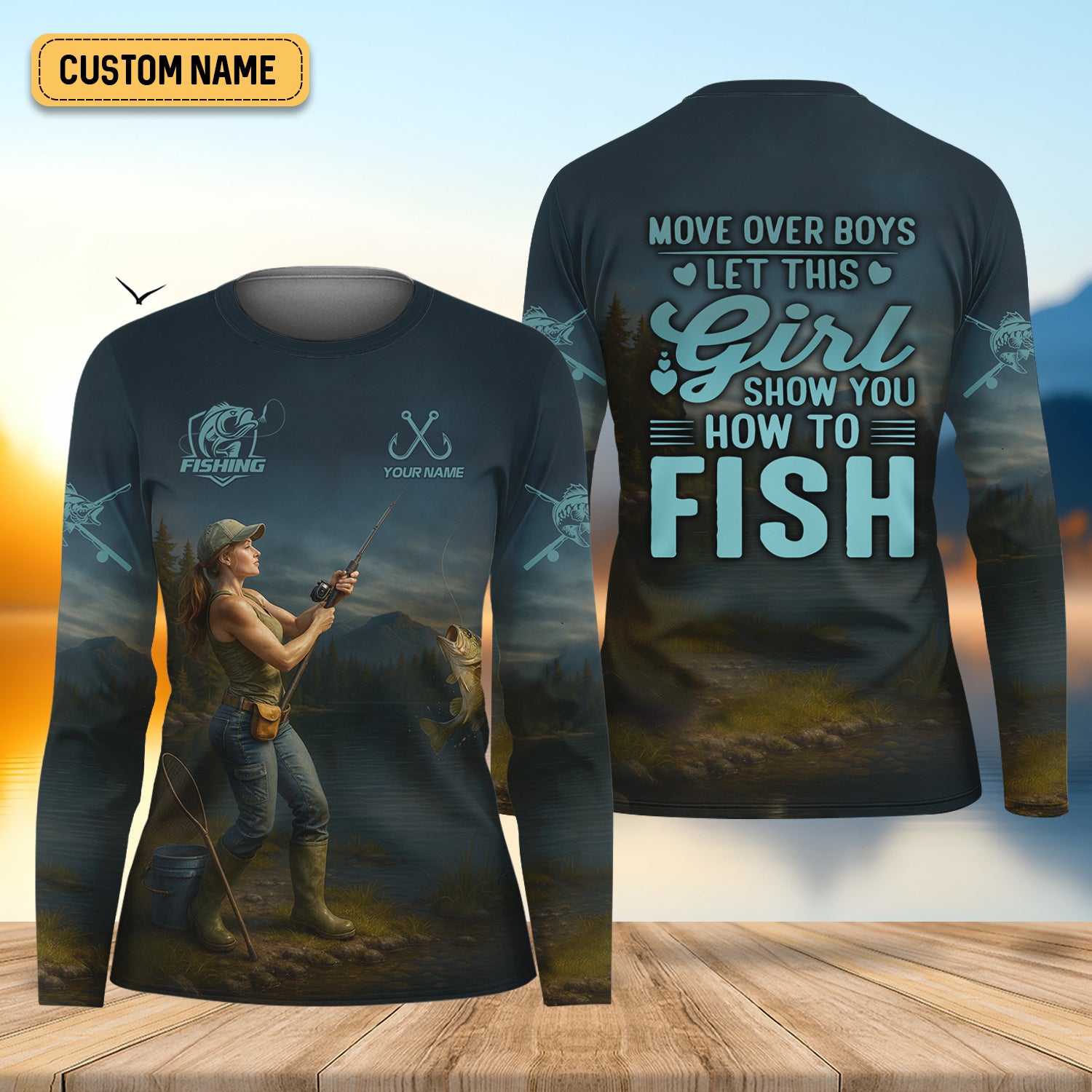 Move Over Boys Let This Girl Show You How To Fish Funny Fishing Shirt, Women SPF Shirt, Female Fishing Shirts