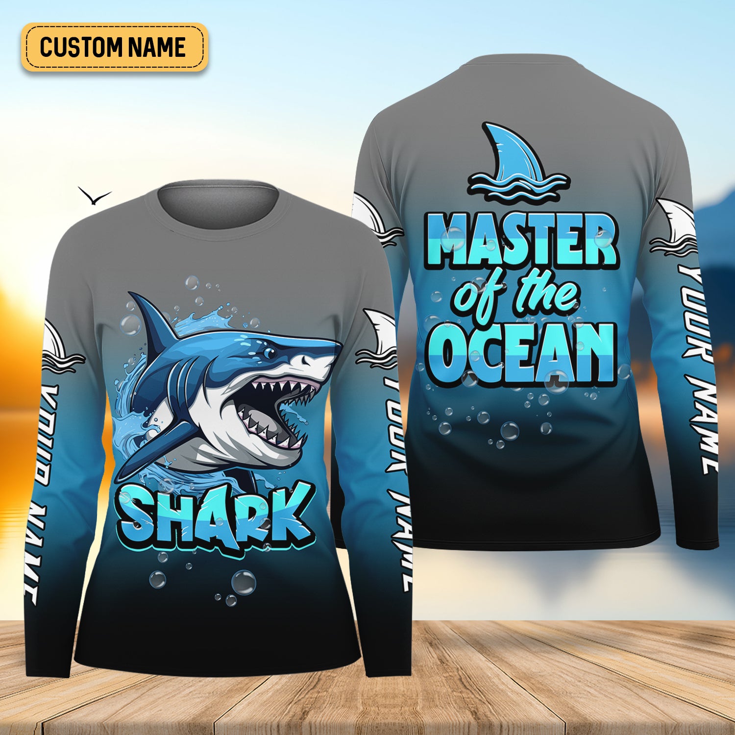 Shark Fishing UPF Shirts, Shark Master of The Ocean, Women Fishing Shirt, SPF Long Sleeve Shirts Womens