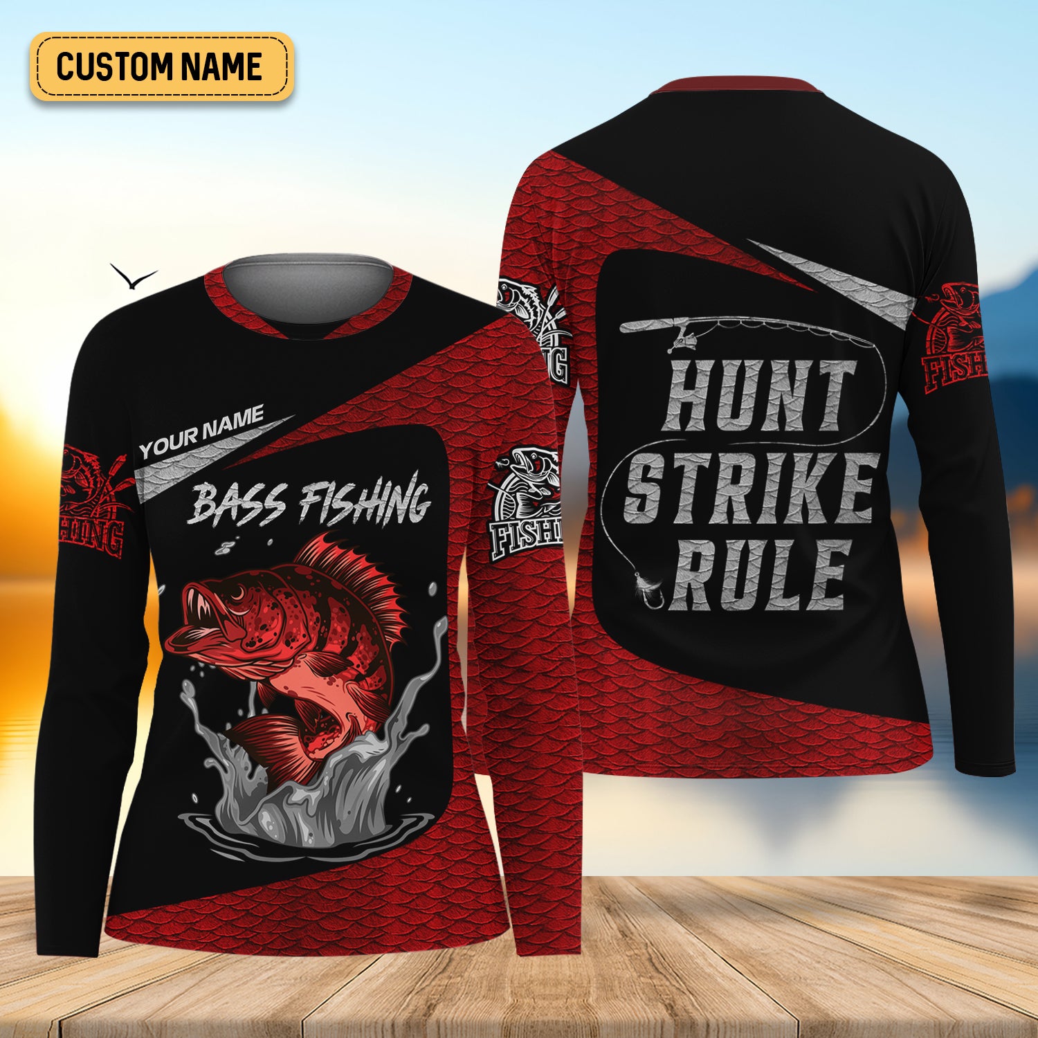 Bass Fishing Shirts, Hunt - Strike - Rule, SPF Long Sleeve Shirts Womens, Female Fishing Shirts