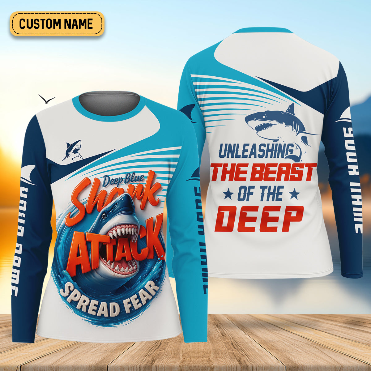 Deep Blue Shark Attack, Unleashing The Beast Of The Deep Fishing UPF Shirts, Women Fishing Shirt