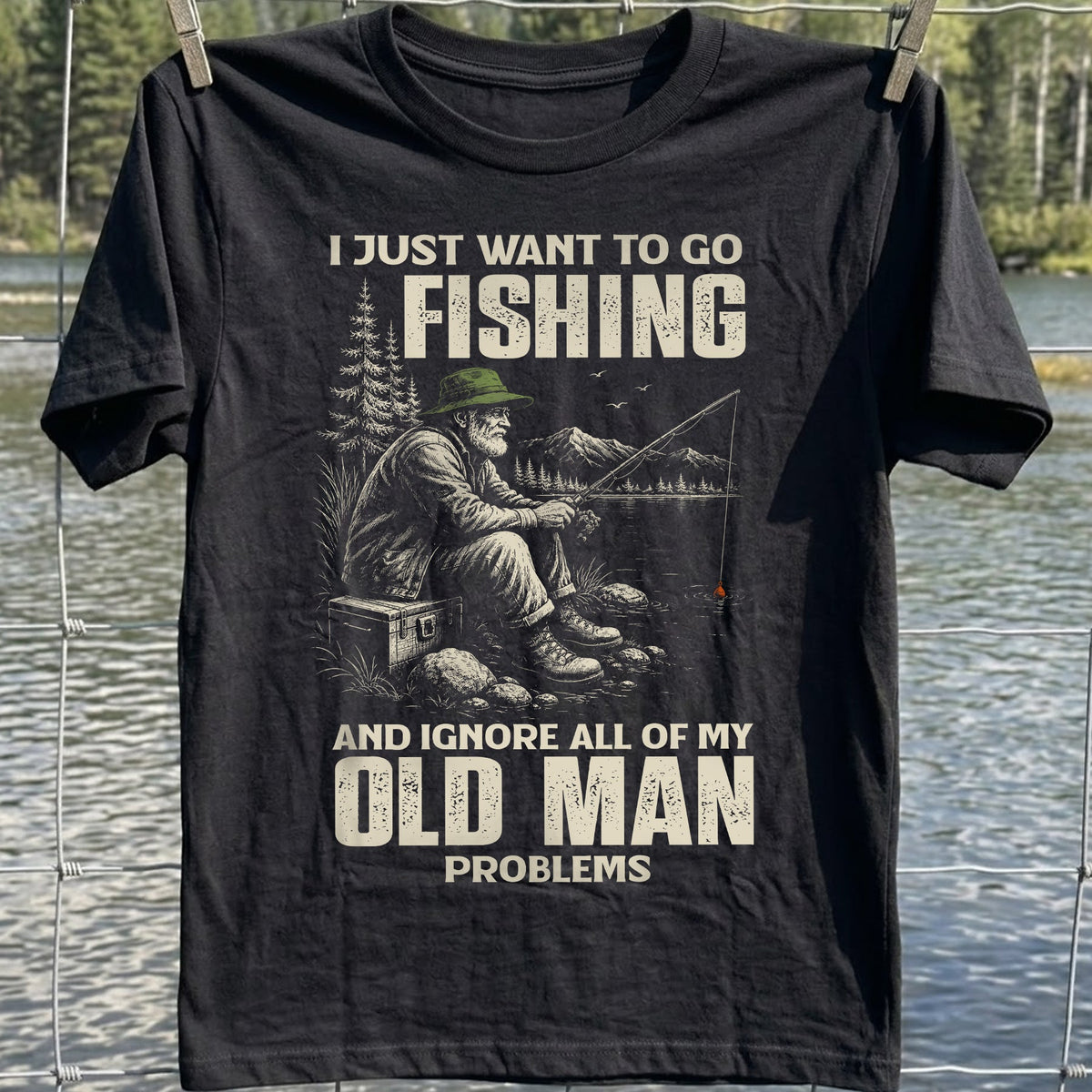 Old Man Fishing T-Shirt