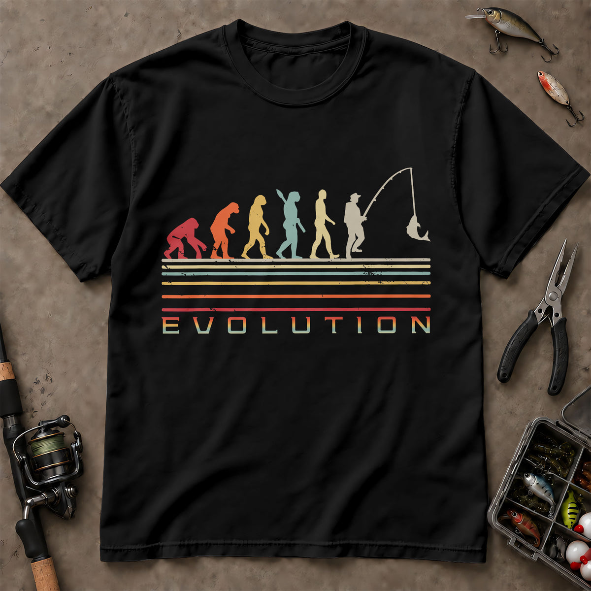 Evolution To Angler Vintage Fishing T Shirt, Funny Fishing Shirt, Fishing Graphic Tee