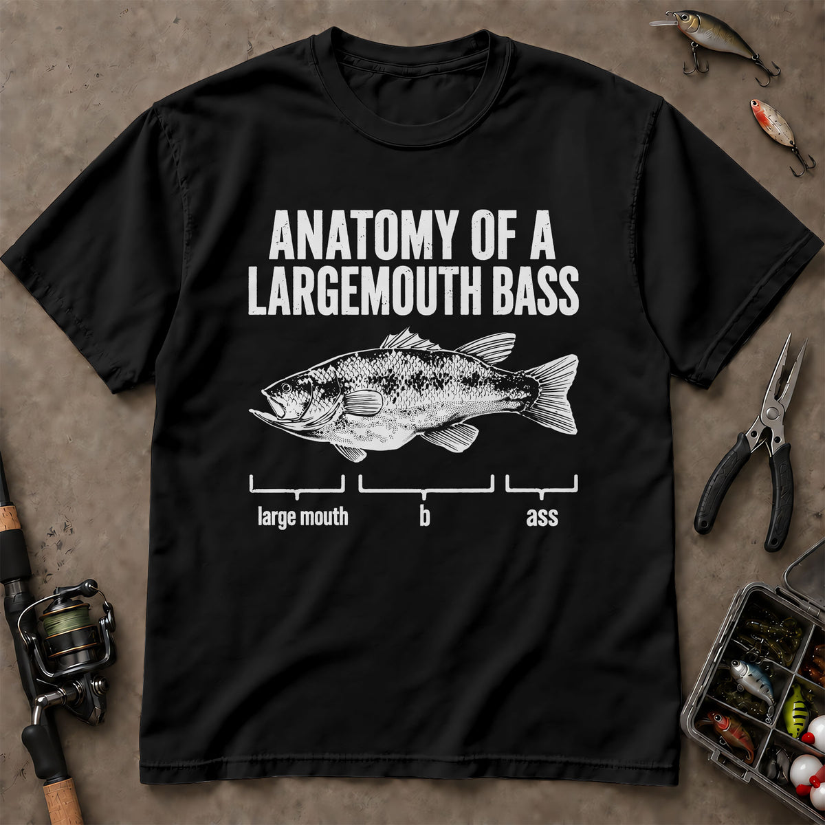 Anatomy Of A Largemouth Bass Funny Graphic T-Shirt, Bass Fishing Shirt, Fishing Apparel
