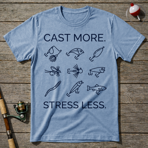 Cast More Stress Less T-Shirt ā Light Blue