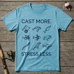 Cast More Stress Less T-Shirt ā Sky Blue