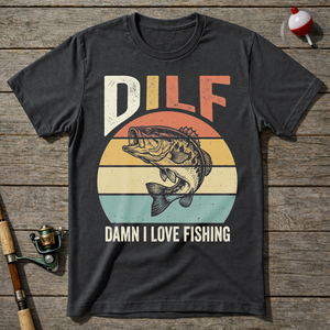 DILF Damn I Love Fishing T-Shirt ā Charcoal