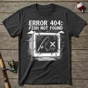 Error 404 Fish Not Found T-Shirt — Charcoal