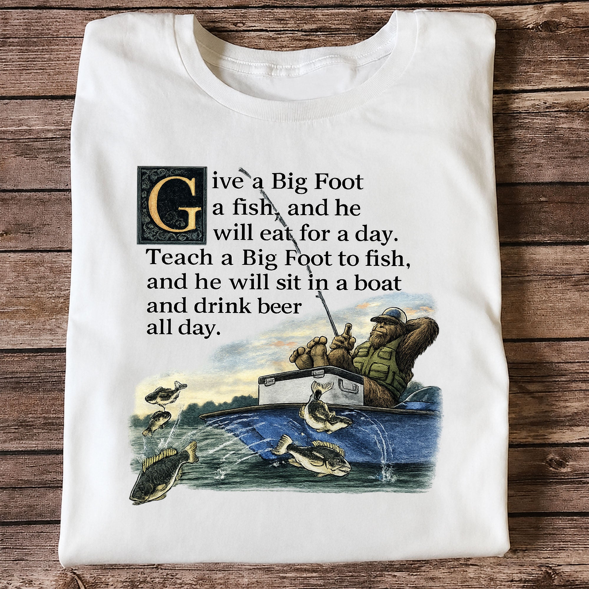 Bigfoot Fishing Lesson T-Shirt