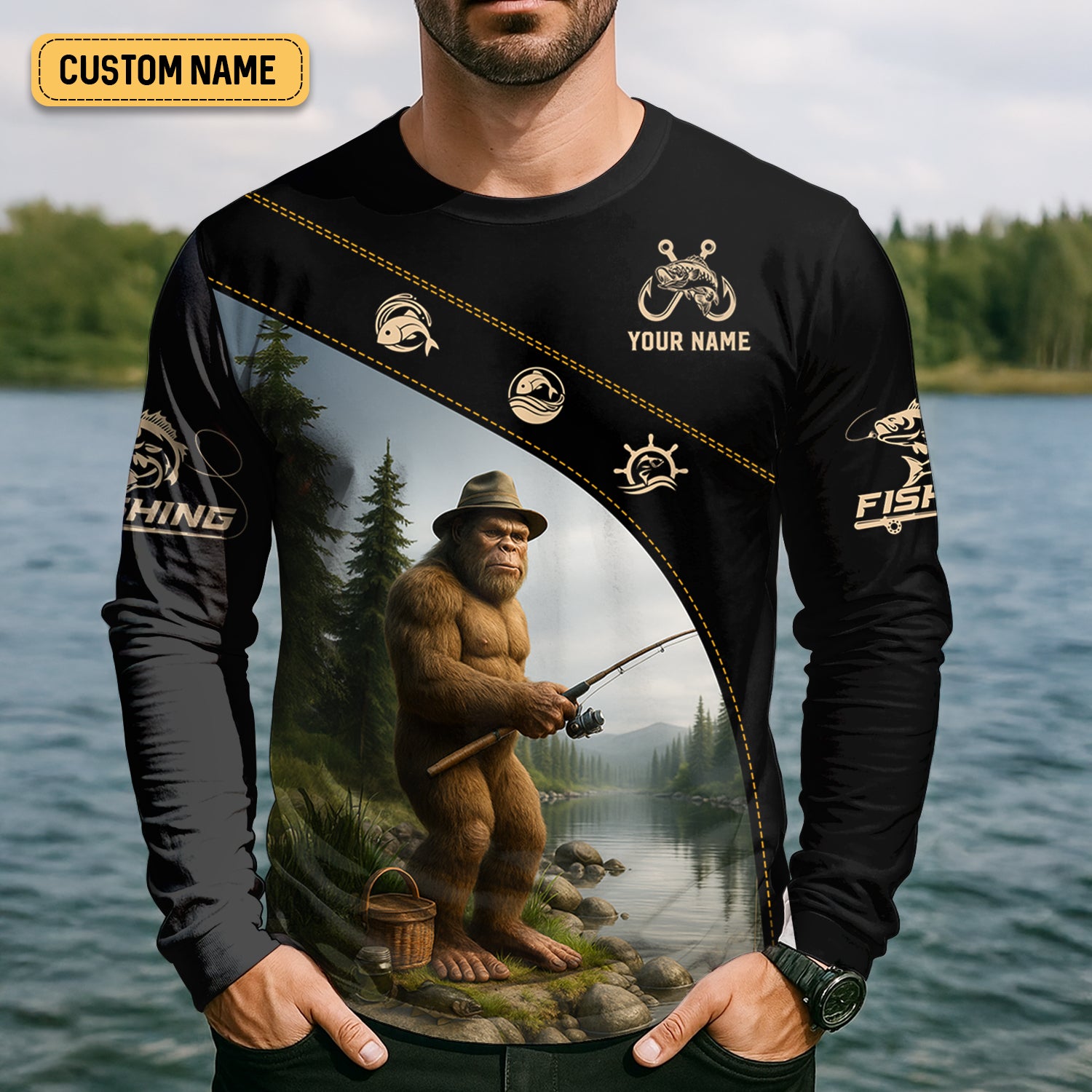 I'd Rather Be Fishing, Bigfoot Fishing SPF Shirt, Fishing Jersey, Gift For Fisherman