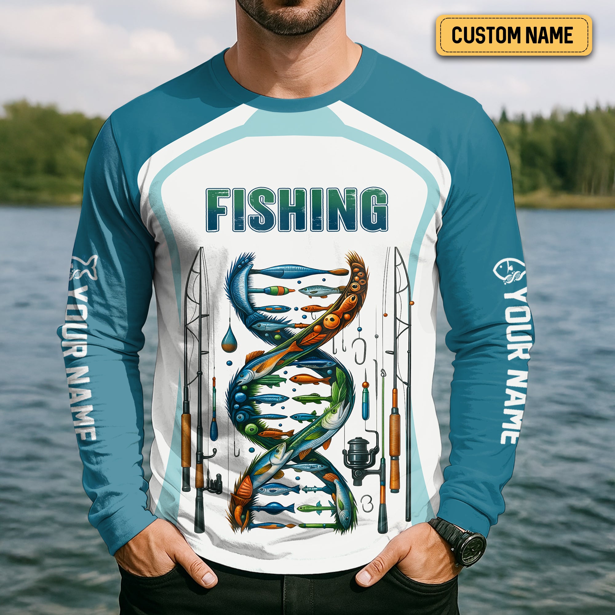 Its In My DNA Fishing Shirt, Fishing Funny Shirt, Long Sleeve Sun Shirts, Gift For Fisherman