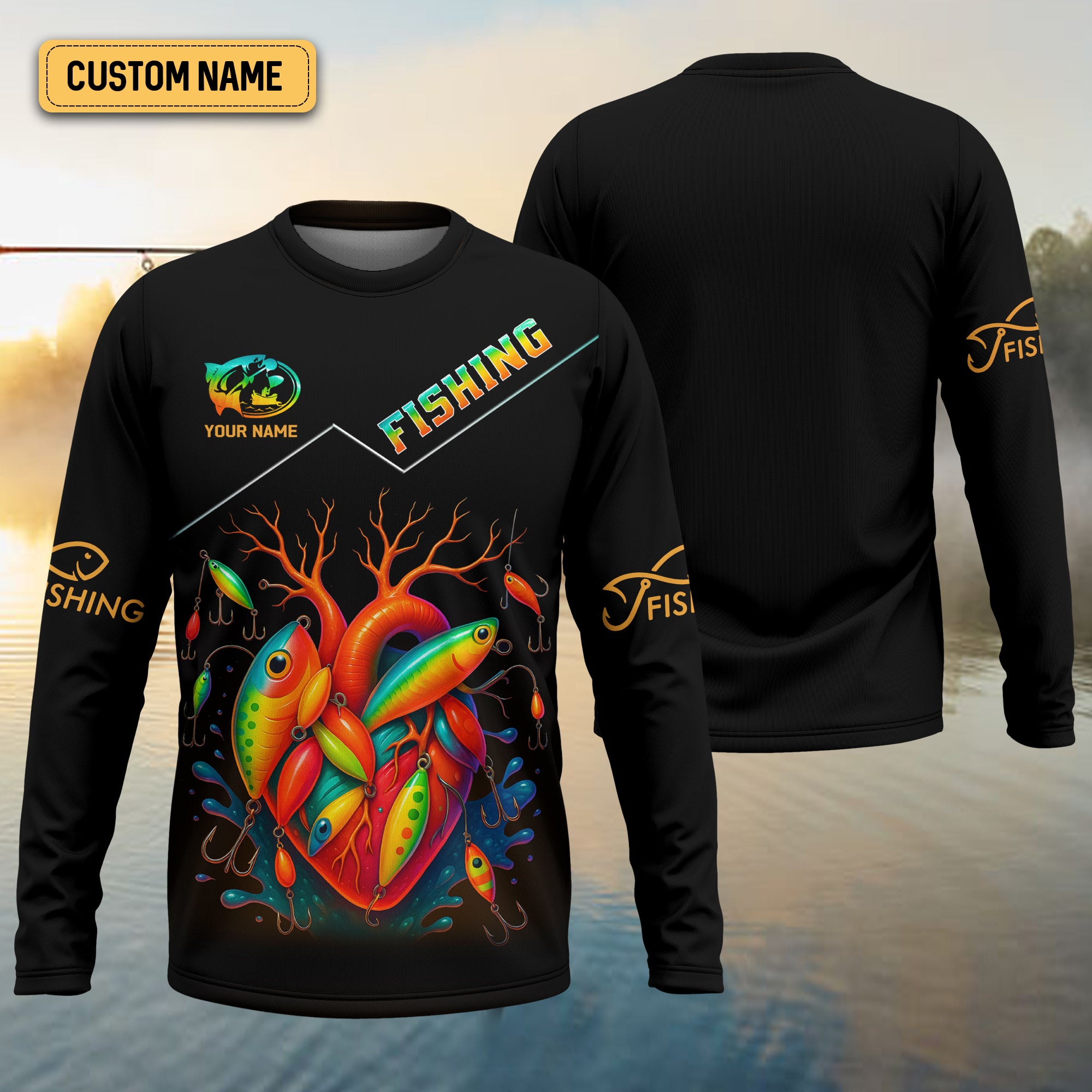 Colorful Fishing Lure UV Shirts For Men, Breathable Long Sleeve Shirt, Hooded Sun Shirt, Mens Casual Shirts