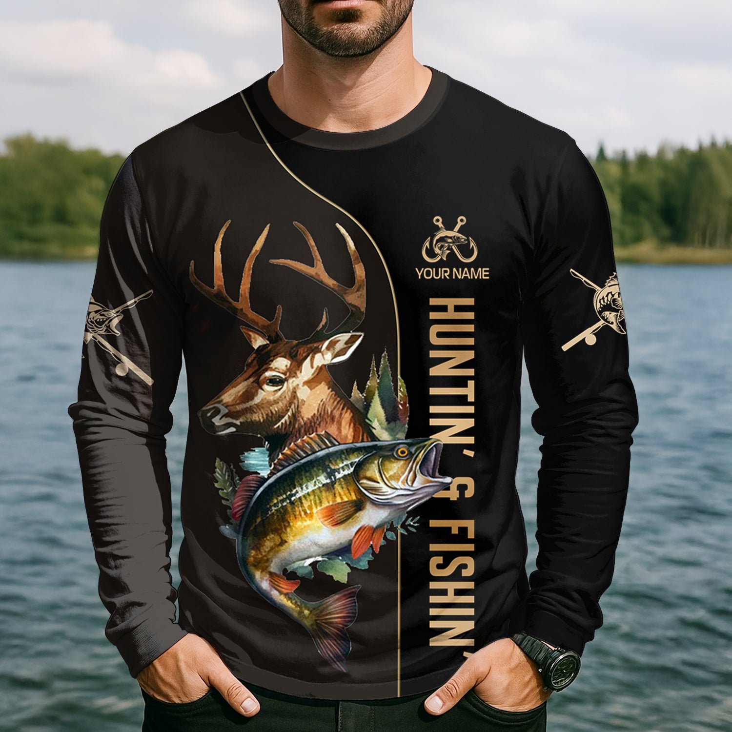 Gone Fishing And Be Back To Go Hunting, Men Fishing Shirt, SPF Long Sleeve Shirts, Funny Fishing Shirt