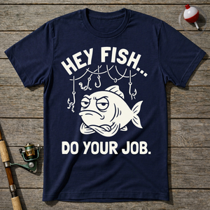 Hey Fish Do Your Job T-Shirt ā Navy