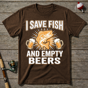 I Save Fish And Empty Beers T-Shirt ā Maroon