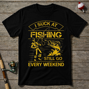 I Suck At Fishing T-Shirt — Maroon