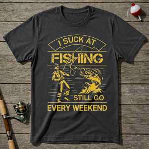 I Suck At Fishing T-Shirt — Charcoal