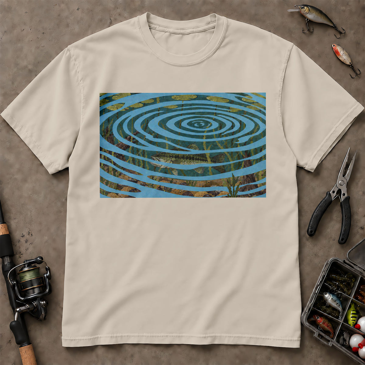 Underwater Fish Ripple Art Fishing T Shirt, Fish Graphic Tee, Freshwater Fishing Shirt