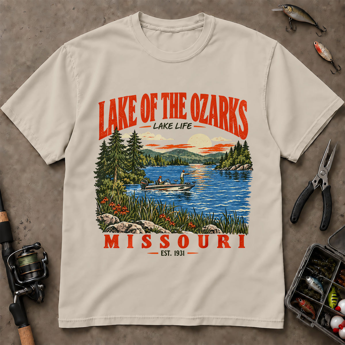Lake Of The Ozarks Missouri Lake Life Fishing T-Shirt, Fishing Graphic Tee, Angler Shirt
