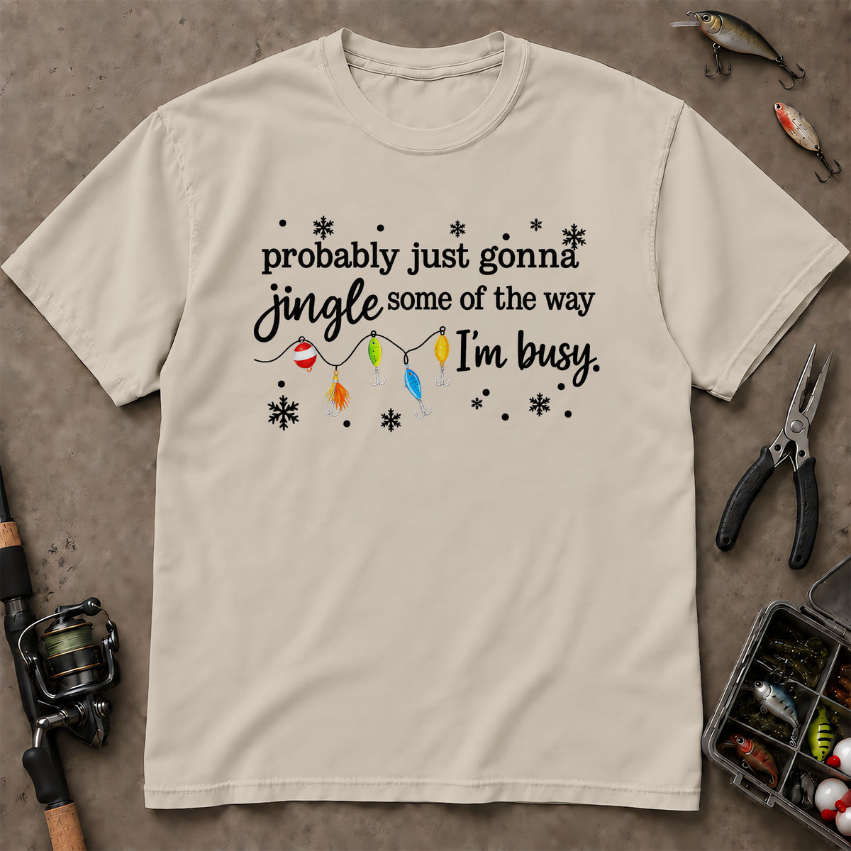 Probably Gonna Jingle Christmas Fishing T-Shirt, Funny Fishing Shirt, Fishing Graphic Tee
