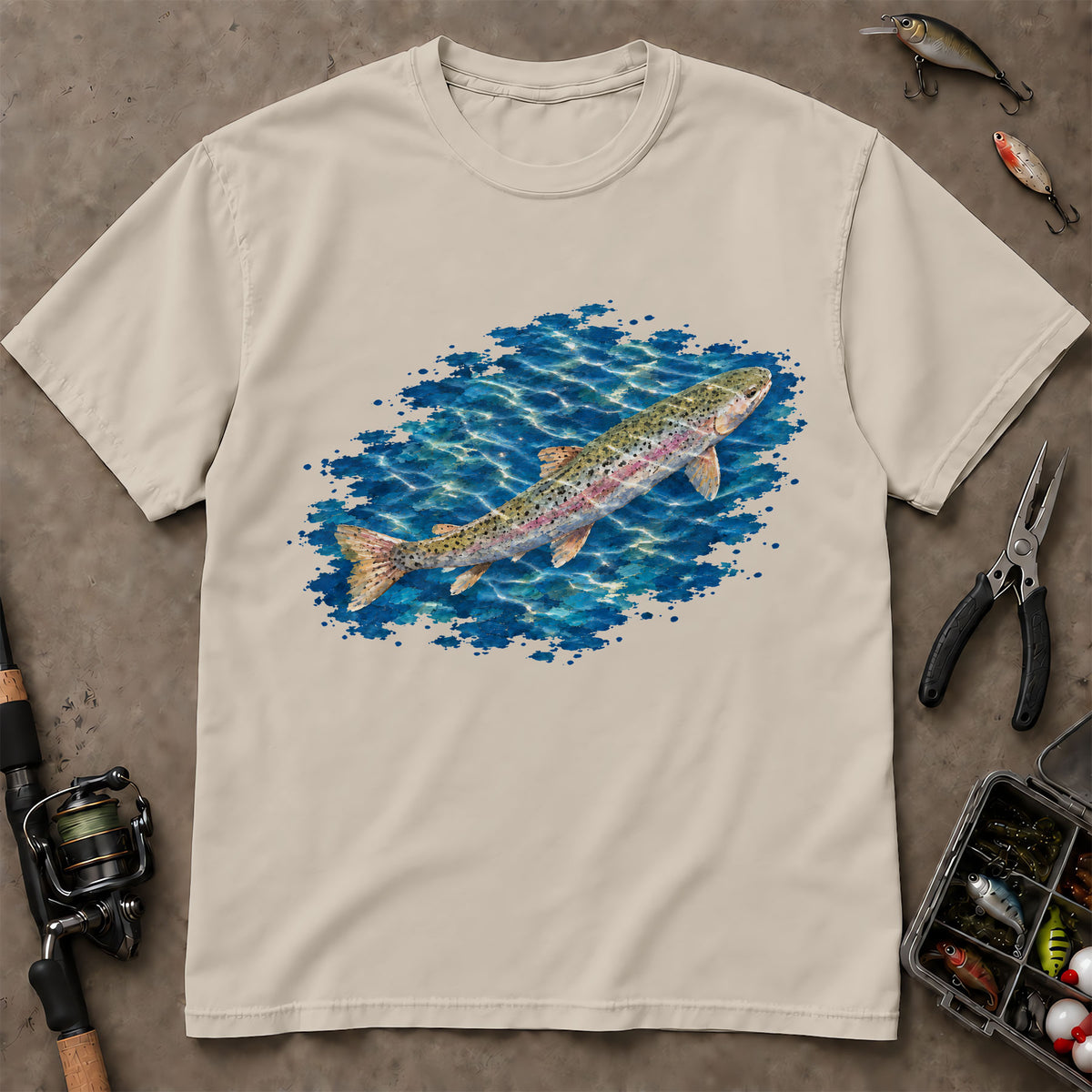 Watercolor Rainbow Trout Fishing T Shirt, Trout Fishing Shirt, Fishing Gift For Anglers