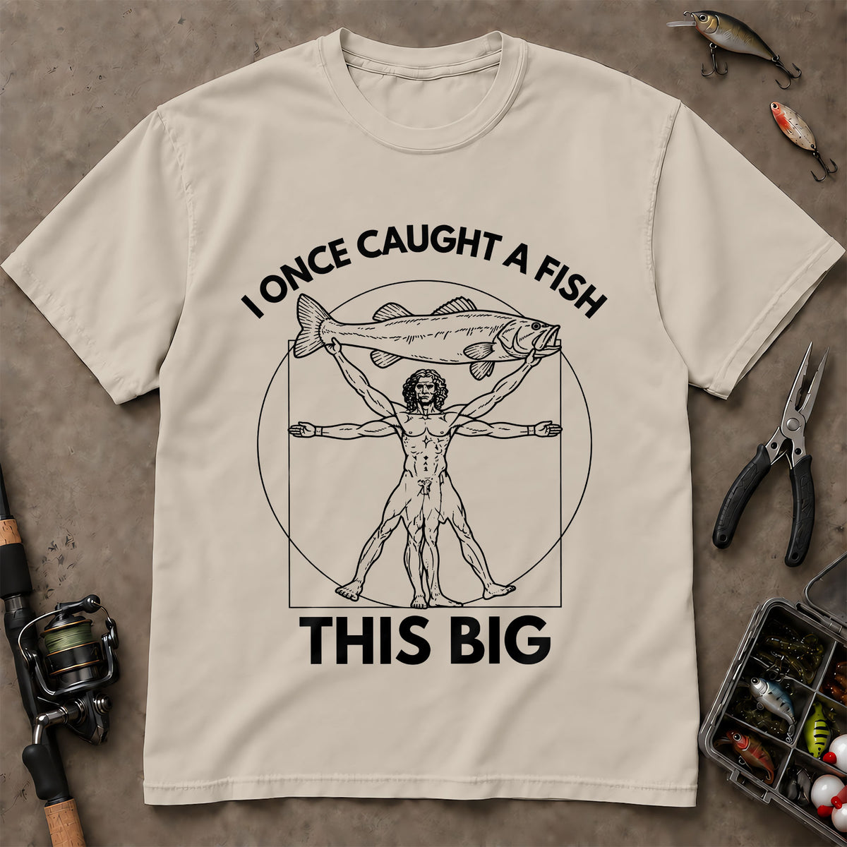 I Once Caught A Fish This Big Funny Fishing T Shirt, Fishing Graphic Tee, Angler Gift Shirt