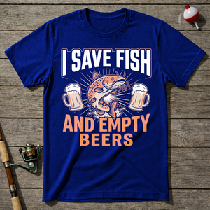 Save Fish And Empty Beers T-Shirt ā Royal Blue