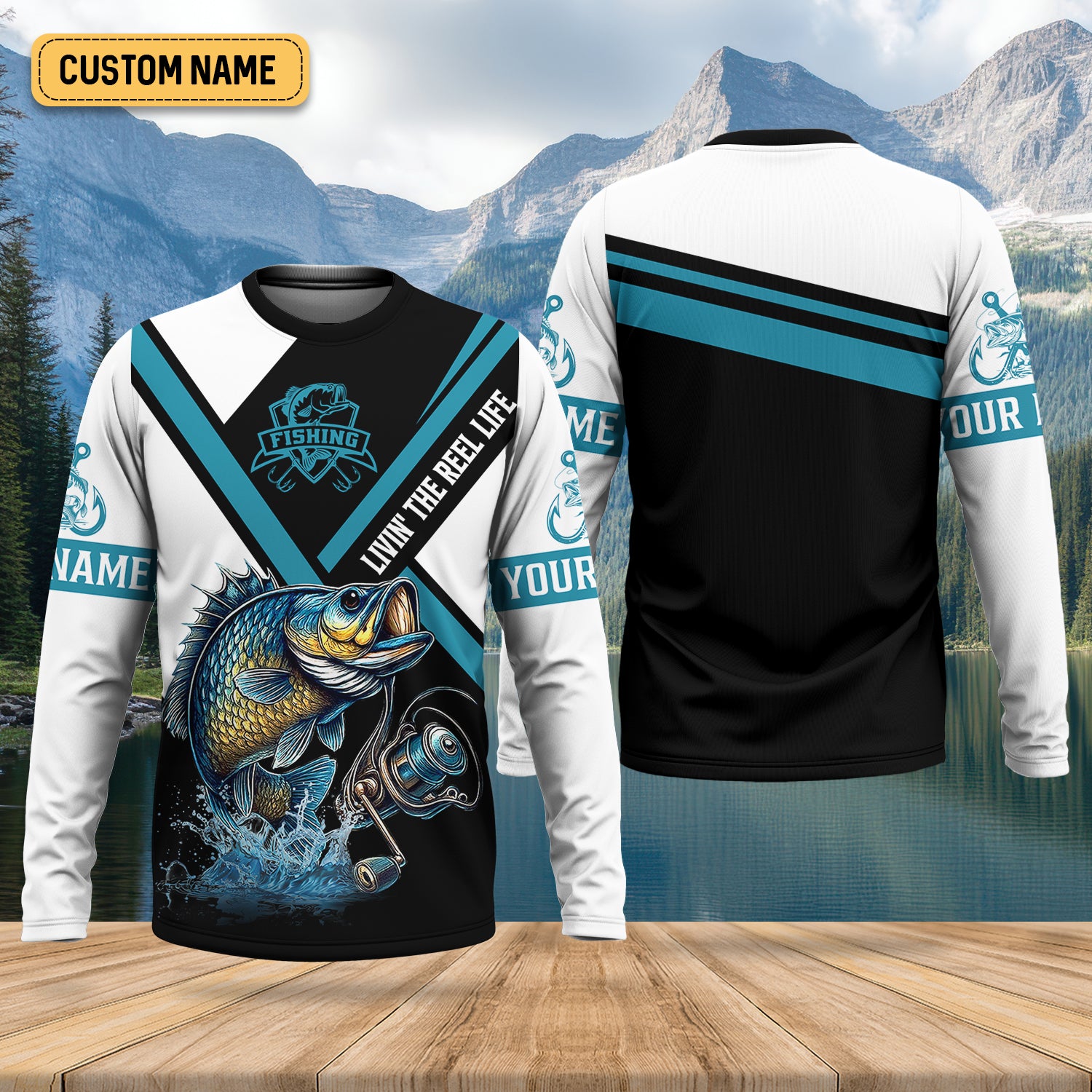 Livin The Reel Life, Funny Fishing Shirt, Men Button Down Shirt, UV Protection Clothing, Bass Fishing