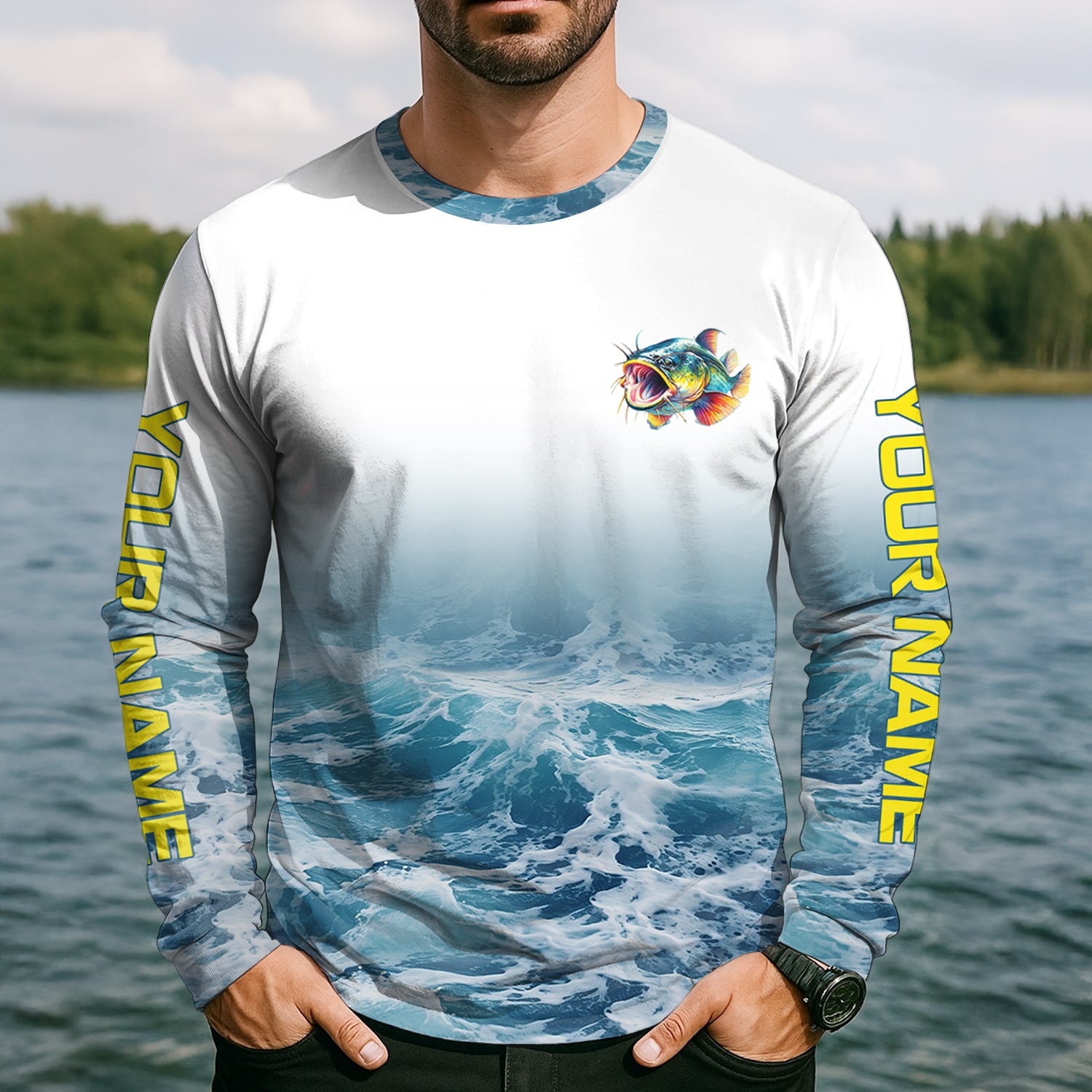 I Fish For Catfish Everything Else Is Bait, Fishing UPF Shirts, Fisherman Gift, Men Long Sleeve Shirt