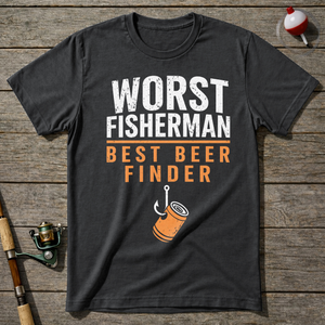Worst Fisherman Best Beer T-Shirt — Charcoal