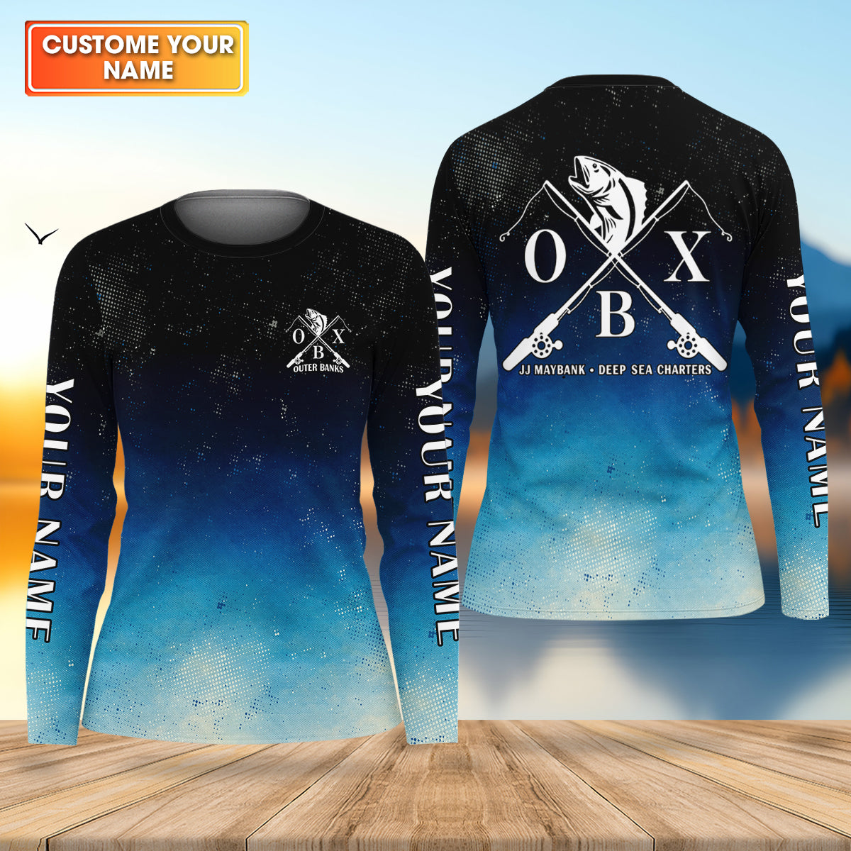 JJ Maybank Deep Sea Charters Outer Banks Fishing UPF Shirts, Fishing Movie Fishing Shirt For Women
