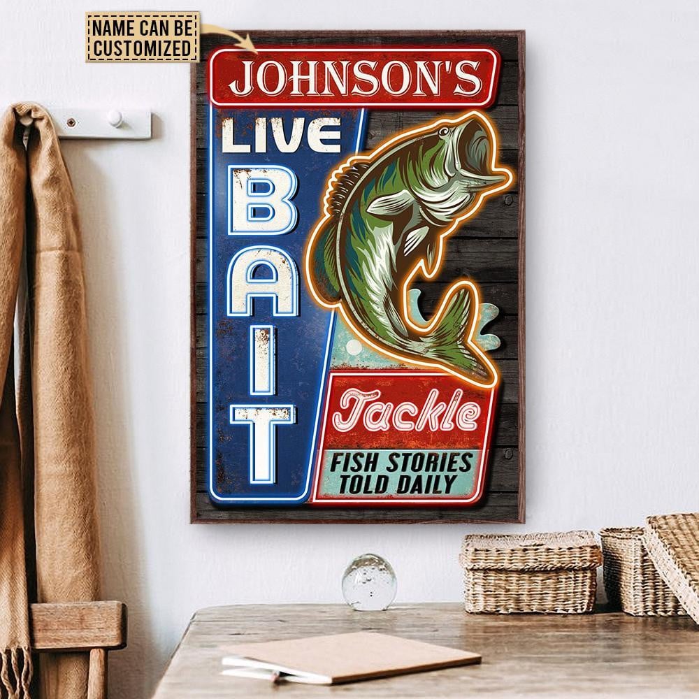 Gifts Personalized Fishing Bait And Tackle Canvas