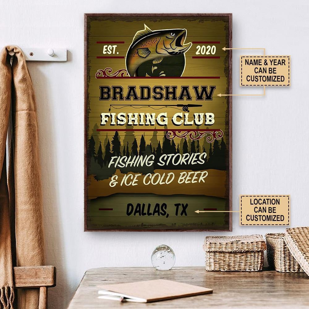 Personalized Canvas Frames Home Decoration Fishing Club  Framed Prints, Canvas