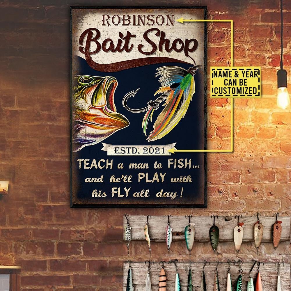 Personalized Canvas Frames Home Decoration Fly Fishing Teach A Man  Framed Prints, Canvas