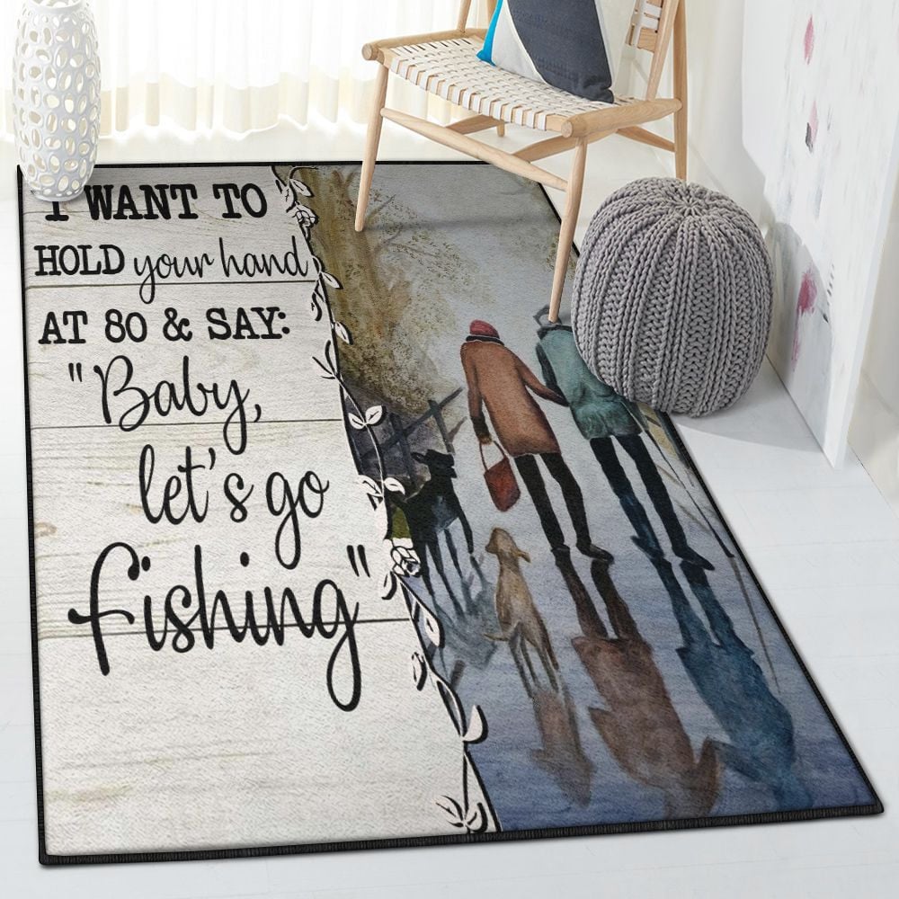 Fish Non Shedding Couple Fishing Rug Rectangle Rugs Washable Area Rug Non-Slip Carpet For Living Room Bedroom