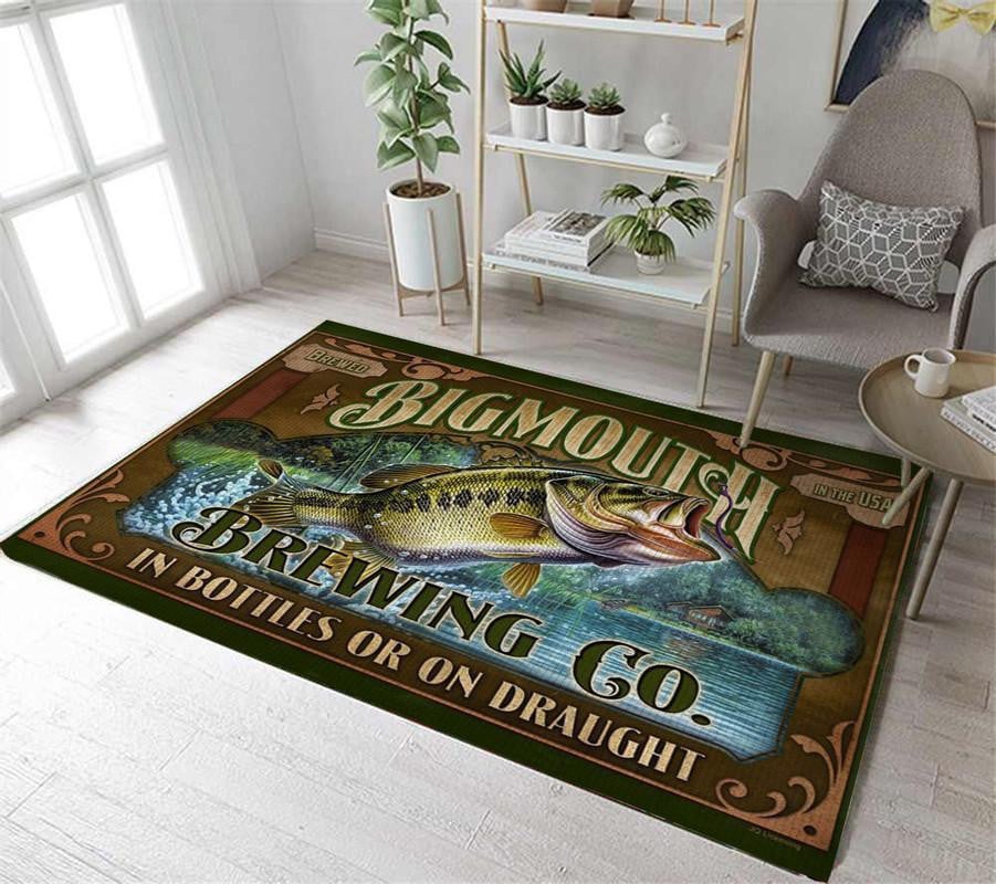 Bigmouth Fishing Area Rug Carpet Vintage Home Decor Gift Idea