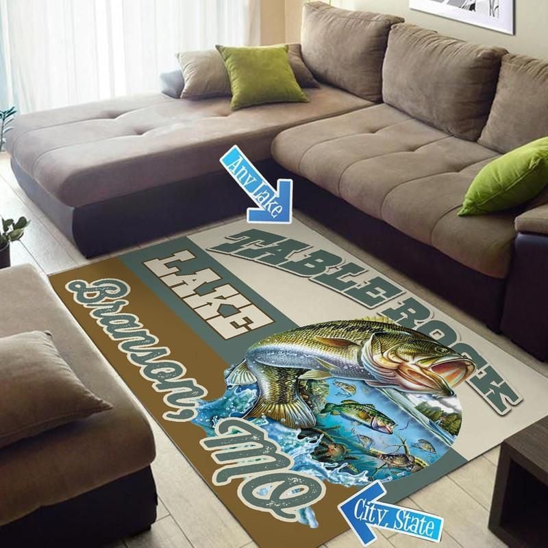 Personalize Fishing Area Rug Carpet Vintage Home Decor Gift Idea