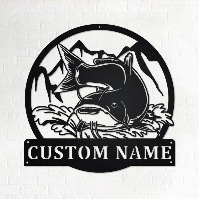 Custom Catfish Fishing Personalized Catfish Name Sign Decoration For Room Catfish Custom Catfish Fisherman Gift