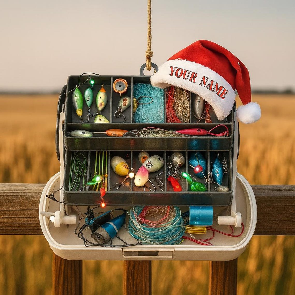 Personalized Tackle Box Fishing Christmas Ornaments, Fisherman Christmas Gift, Fishing Ornament