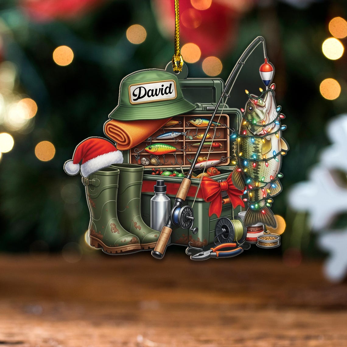 Fishing Tool Kit Custom Acrylic Ornament, Fishing Ornament, Gift For Fisherman, Christmas Tree Decor