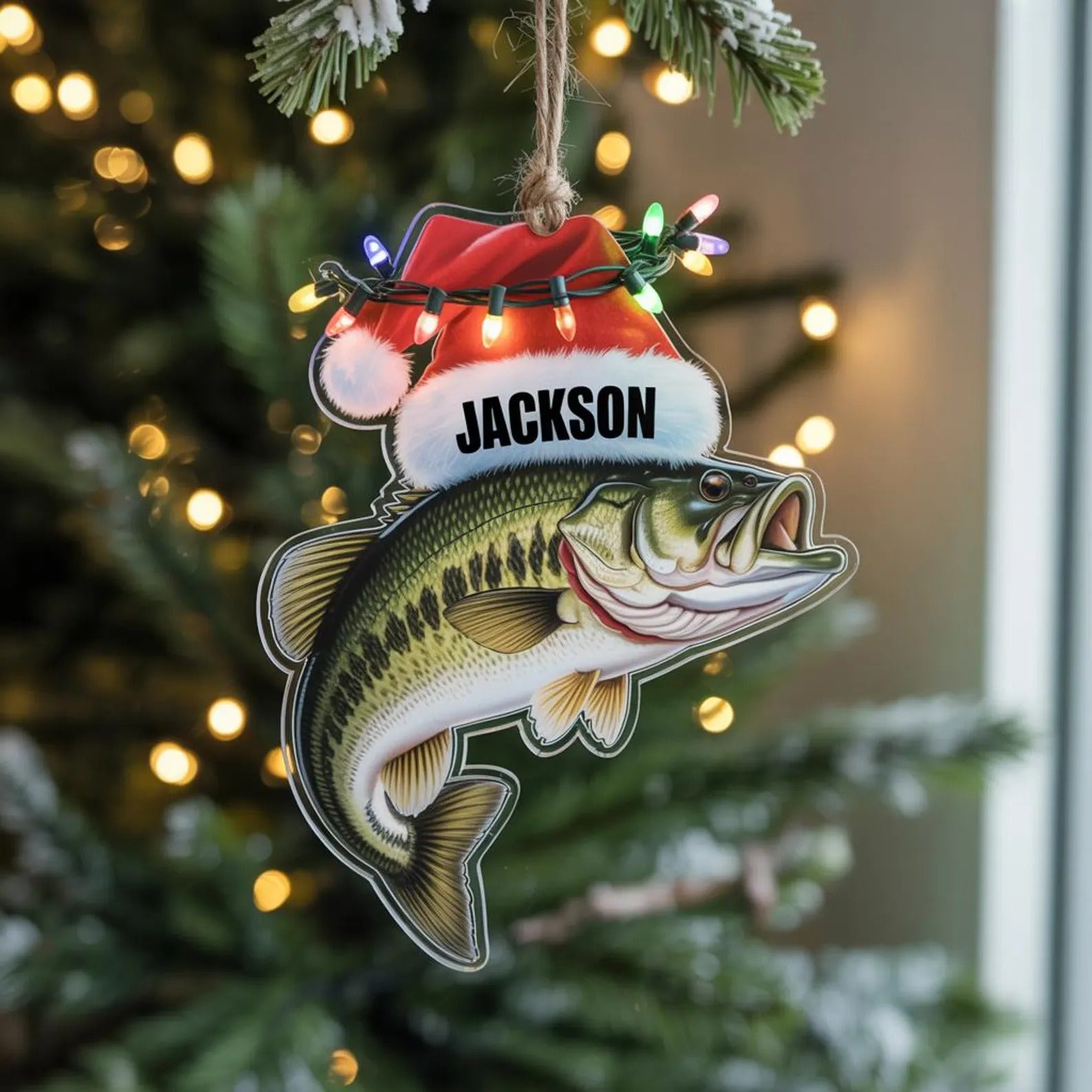Personalized Bass Fish Ornament, Fishing Christmas Gifts, Custom Acrylic Ornaments, Gift For Fisherman