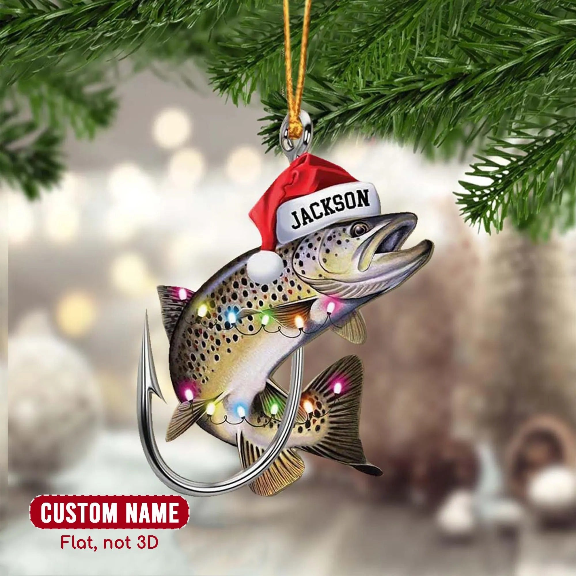 Trout Fish Christmas Ornaments, Custom Acrylic Ornaments, Gift For Fisherman, Christmas Tree Decor