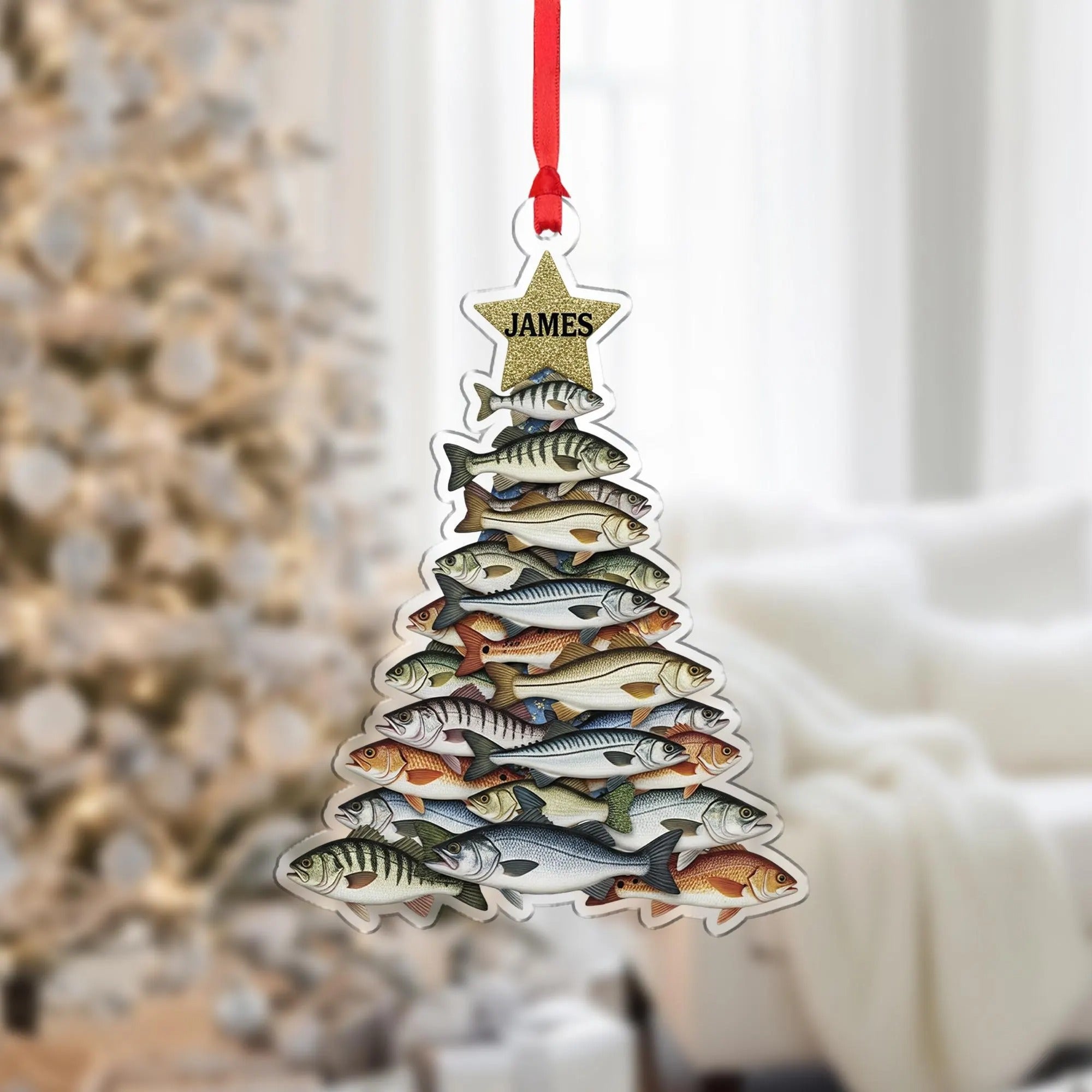 Personalized Fishing Christmas Ornament, Fishing Ornament, Gift For Fisherman, Christmas Tree Decor